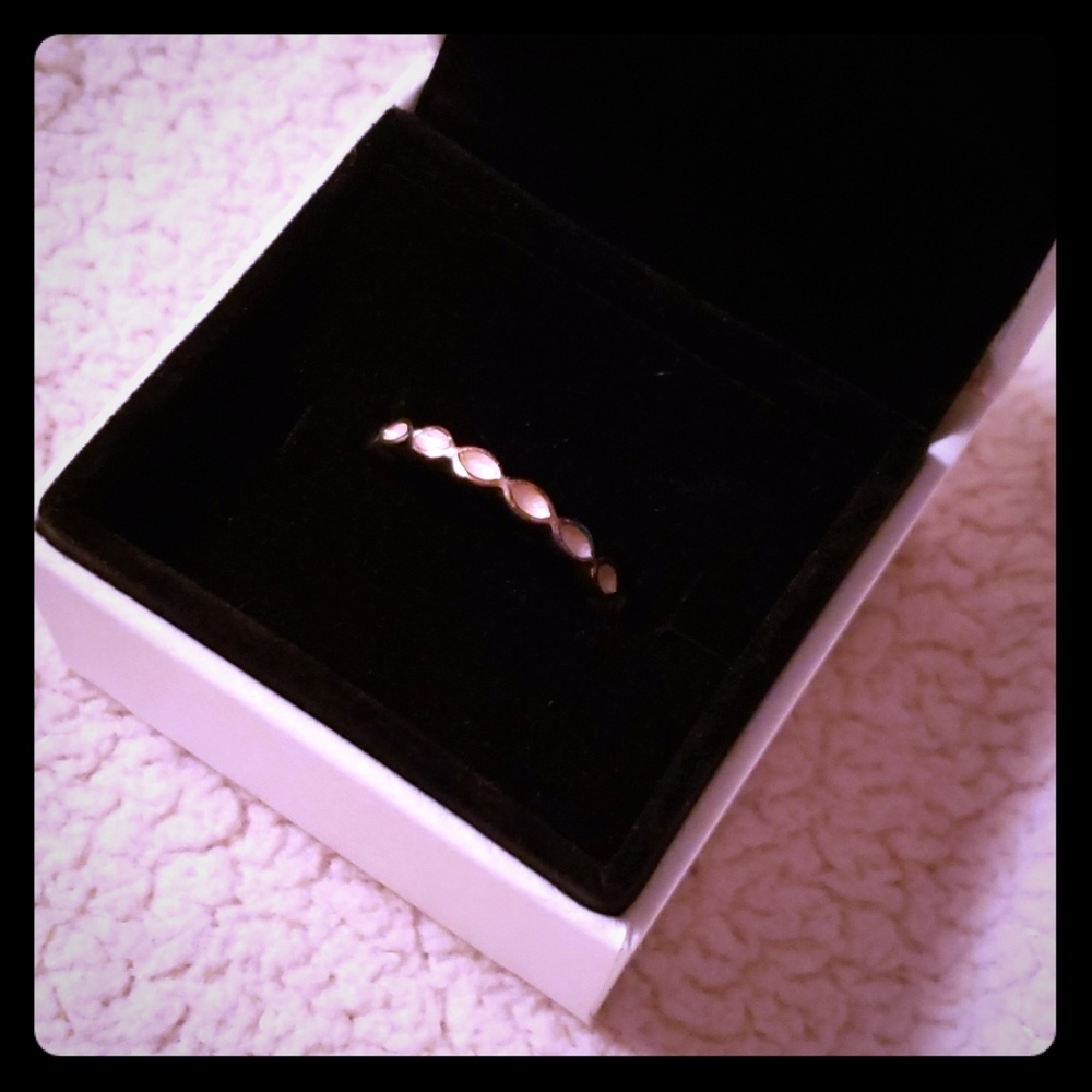 Pandora White Enamel & Silver ring